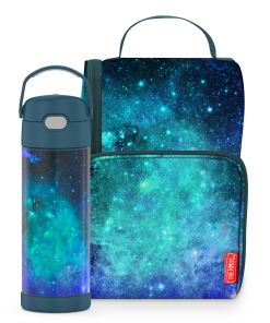 16oz FUNtainer® Water Bottle & Lunch Box Bundle - Galaxy Teal